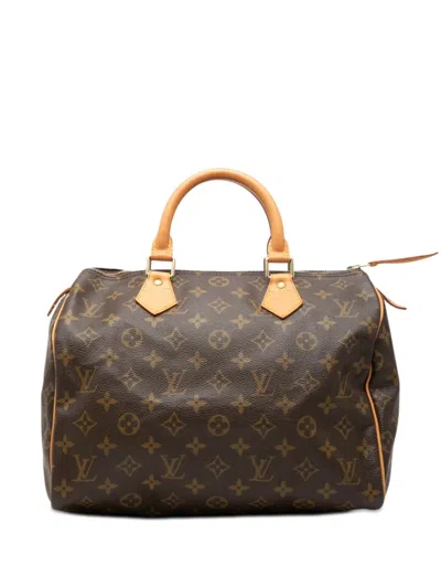 Pre-owned Louis Vuitton 2002 Monogram Speedy 30 Boston Bag In Brown