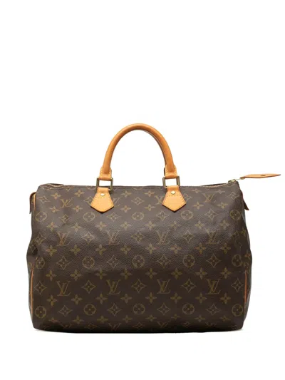 Pre-owned Louis Vuitton 2002 Monogram Speedy 35 Boston Bag In Brown