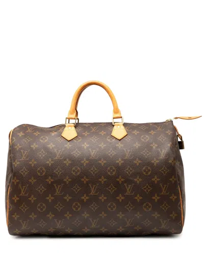 Pre-owned Louis Vuitton 2002 Monogram Speedy 40 Boston Bag In Brown
