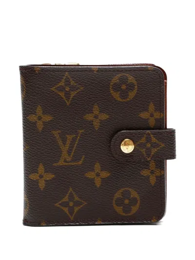 Pre-owned Louis Vuitton 2002 Monogram Zipped Wallet In Brown