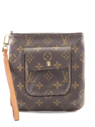 Pre-owned Louis Vuitton 2002 Partition Monogram Pouch In Brown