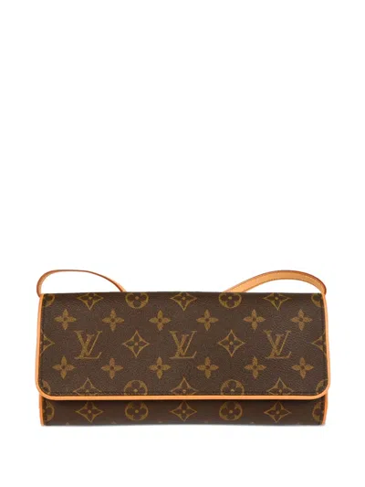 Pre-owned Louis Vuitton 2002 Pochette Twin Crossbody Bag In Brown