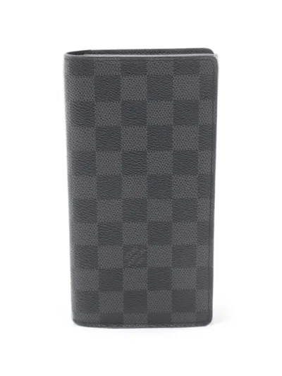 Pre-owned Louis Vuitton 2002 Portefeuil Brother Damier Wallet In Black
