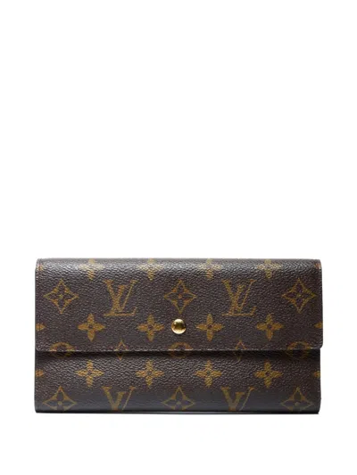 Pre-owned Louis Vuitton 2002 Portefeuille International Monogram Wallet In Brown