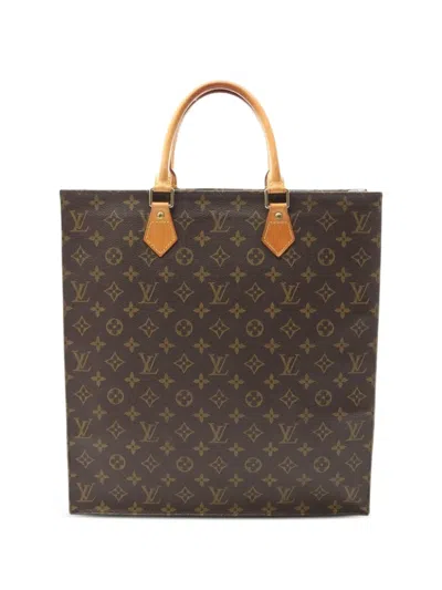 Pre-owned Louis Vuitton 2002 Sac Plat Monogram Handbag In Brown