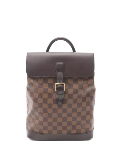 Pre-owned Louis Vuitton 2002 Soho Damier-check Backpack In Brown