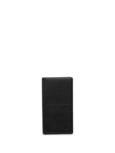 Pre-owned Louis Vuitton 2002 Taiga Brazza Wallet Long Wallets In Black