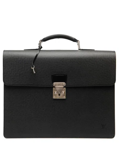 Pre-owned Louis Vuitton 2002 Taiga Moskova Briefcase Business Bag In Black