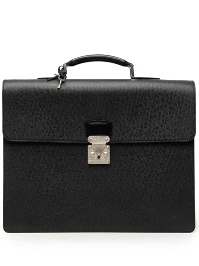 Pre-owned Louis Vuitton 2002 Taiga Moskova Briefcase Business Bag In Black