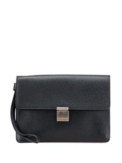 Pre-owned Louis Vuitton 2002 Taiga Selenga Clutch Bag In Black
