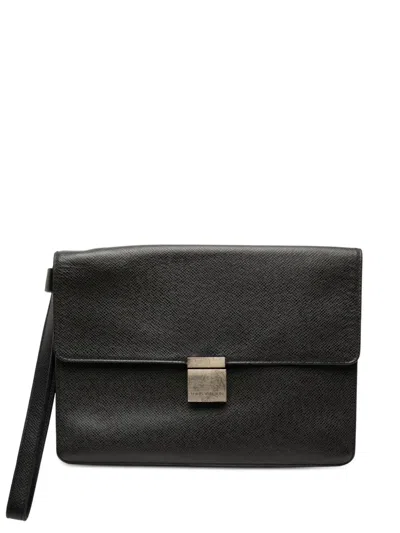 Pre-owned Louis Vuitton 2002 Taiga Selenga Clutch Bag In Black