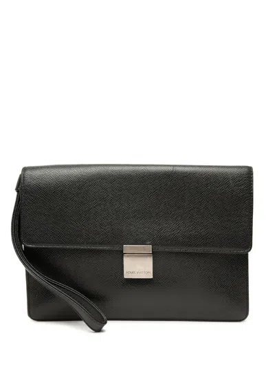 Pre-owned Louis Vuitton 2002 Taiga Selenga Clutch Bag In Black