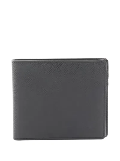 Pre-owned Louis Vuitton 2002 Textured Leather Wallet In Black