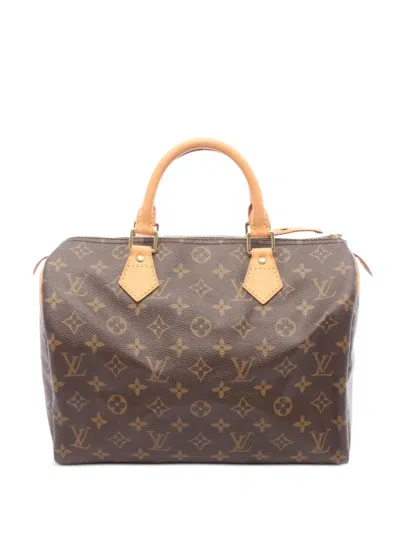 Pre-owned Louis Vuitton 2002s Monogram Speedy 30 Handbag In Brown