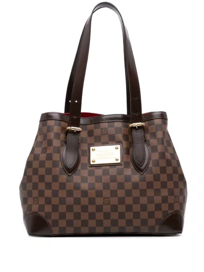 Pre-owned Louis Vuitton 2003-2014 Damier Ebene Hampstead Mm Tote Bag In Brown