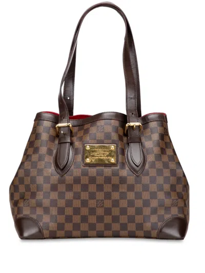 Pre-owned Louis Vuitton 2003-2014 Damier Ebene Hampstead Mm Tote Bag In Brown
