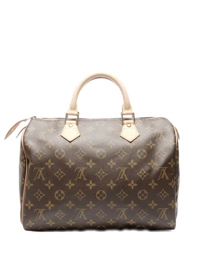 Pre-owned Louis Vuitton 2003 30 Speedy Monogram Tote Bag In Brown