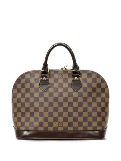Pre-owned Louis Vuitton 2003 Alma Pm Check Tote Bag In Brown