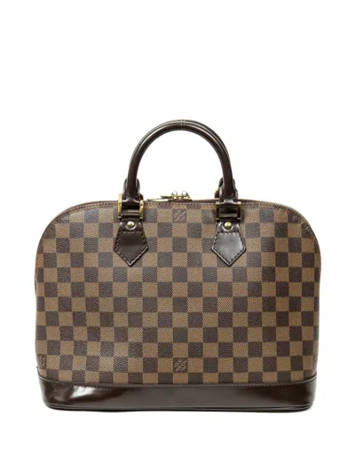 Pre-owned Louis Vuitton 2003 Alma Pm Damier Ebène Tote Bag In Brown