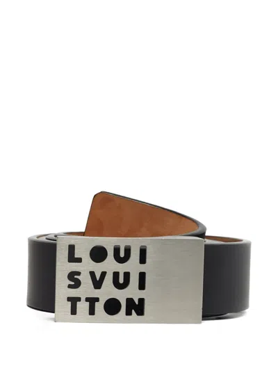 Pre-owned Louis Vuitton 2003 Cut-out Logo Belt In Black