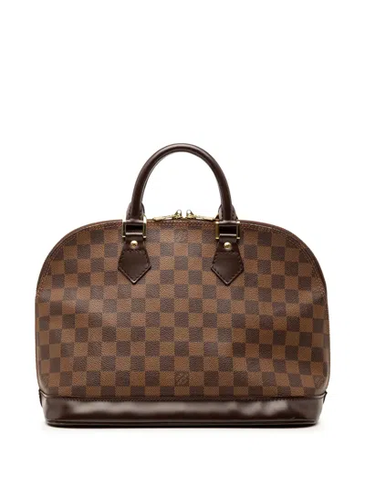 Pre-owned Louis Vuitton 2003 Damier Ebene Alma Pm Handbag In Brown