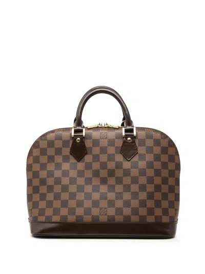 Pre-owned Louis Vuitton 2003 Damier Ebene Alma Pm Handbag In Brown