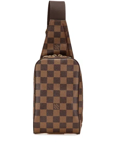 Pre-owned Louis Vuitton 2003 Damier Ebene Geronimos Crossbody Bag In Brown