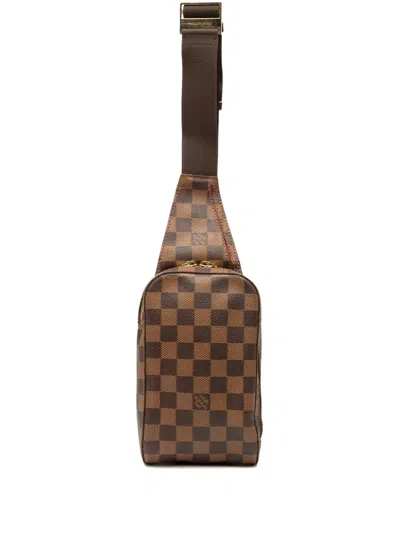 Pre-owned Louis Vuitton 2003 Damier Ebene Geronimos Crossbody Bag In Brown