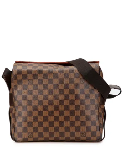 Pre-owned Louis Vuitton 2003 Damier Ebene Naviglio Crossbody Bag In Brown