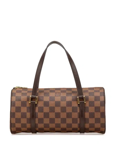 Pre-owned Louis Vuitton 2003 Damier Ebene Papillon 26 Handbag In Brown
