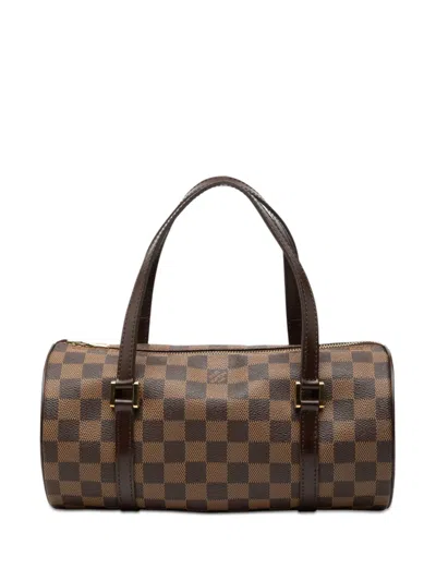 Pre-owned Louis Vuitton 2003 Damier Ebene Papillon 26 Handbag In Brown