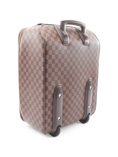 Pre-owned Louis Vuitton 2003 Damier Ebene Pegas 45 Suitcase In Brown