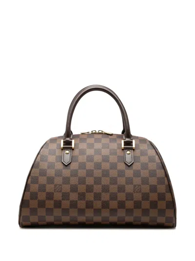 Pre-owned Louis Vuitton 2003 Damier Ebene Ribera Mm Handbag In Brown
