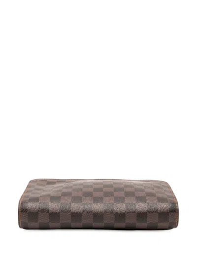 Pre-owned Louis Vuitton 2003 Damier Ebene Saint Louis Pochette Clutch Bag In Brown