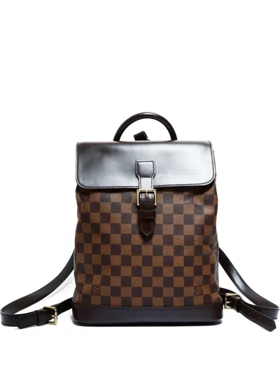 Pre-owned Louis Vuitton 2003 Damier Soho Backpack In Brown