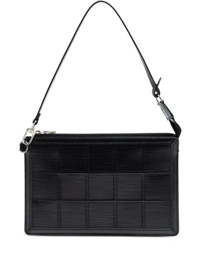 Pre-owned Louis Vuitton 2003 Epi Stretch Delmonico Pochette Shoulder Bag In Black