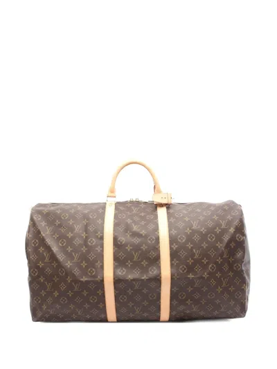 Pre-owned Louis Vuitton 2003 Keepall 60 Monogram Holdall In Brown