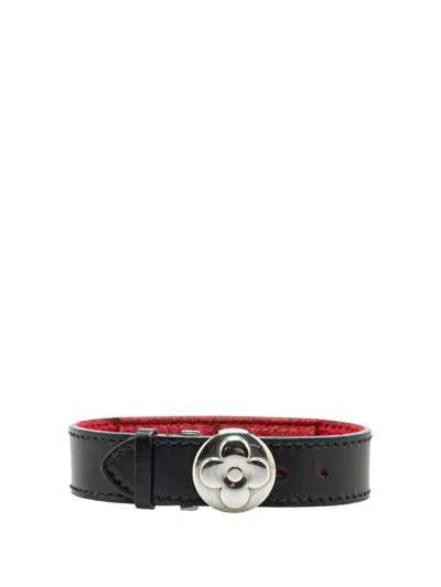 Pre-owned Louis Vuitton 2003 Leather Monogram Wish Bracelet Costume Bracelet In Black