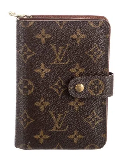Pre-owned Louis Vuitton 2003 Lv Monogram Compact Wallet In Brown