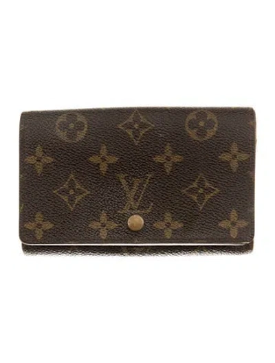 Pre-owned Louis Vuitton 2003 Lv Monogram Trésor Wallet In Brown