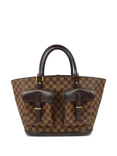 Pre-owned Louis Vuitton 2003 Manosque Gm Tote Bag In Brown