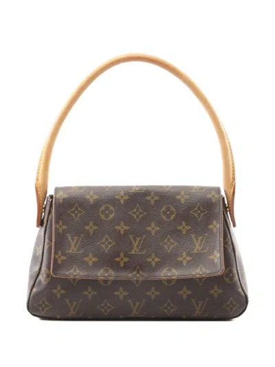 Pre-owned Louis Vuitton 2003 Mini Looping Monogram Tote Bag In Brown