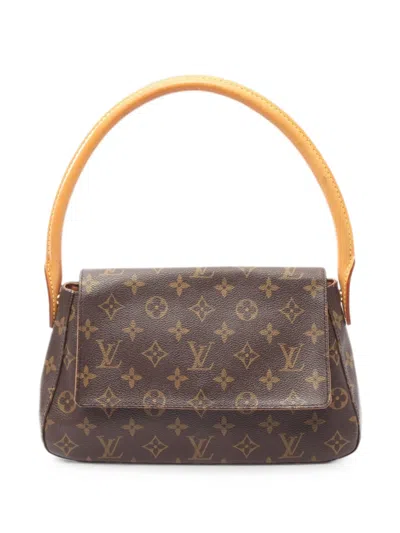 Pre-owned Louis Vuitton 2003 Mini Looping Monogram Tote Bag In Brown