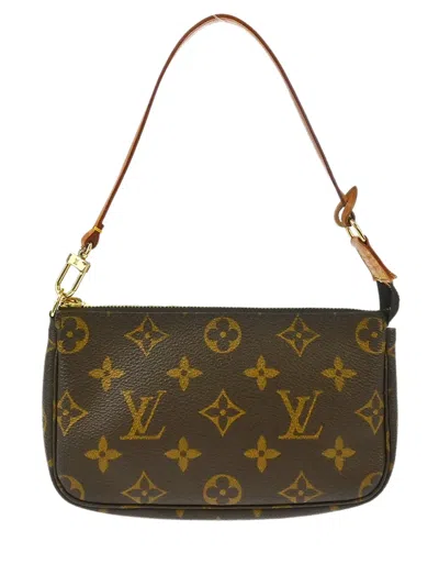 Pre-owned Louis Vuitton 2003 Mini Pochette Shoulder Bag In Brown