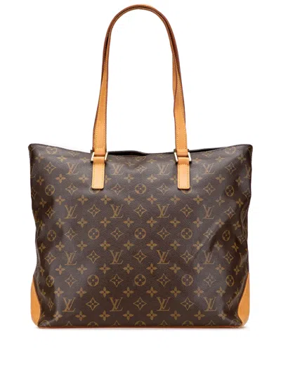 Pre-owned Louis Vuitton 2003 Monogram Cabas Mezzo Tote Bag In Brown