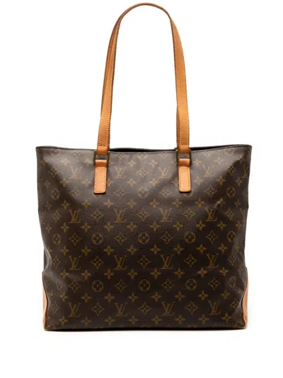 Pre-owned Louis Vuitton 2003 Monogram Cabas Mezzo Tote Bag In Brown