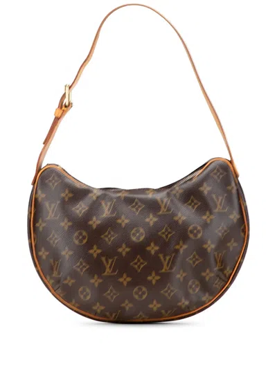 Pre-owned Louis Vuitton 2003 Monogram Croissant Mm Hobo Bag In Brown