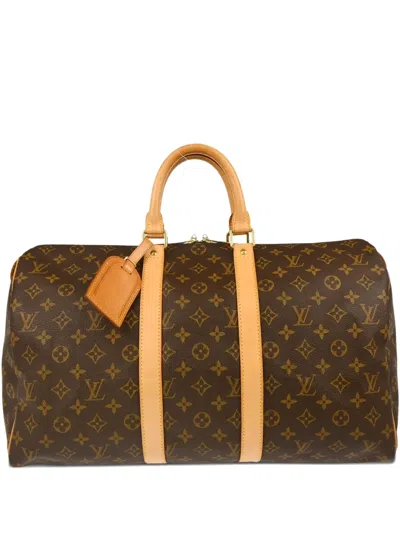 Pre-owned Louis Vuitton 2003 Monogram Keepall 45 Travel Bag In Brown