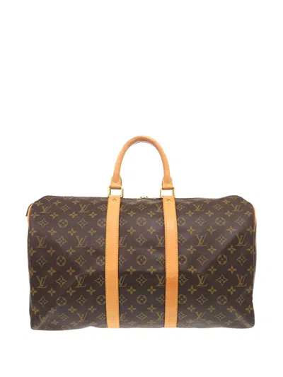 Pre-owned Louis Vuitton 2003 Monogram Keepall 45 Travel Bag In Brown
