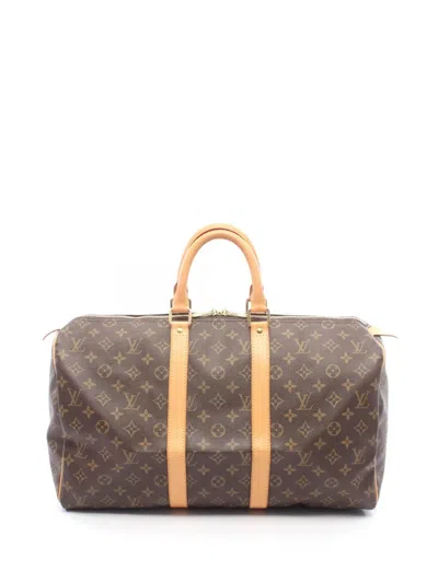Pre-owned Louis Vuitton 2003 Monogram Keepall 45 Travel Bag In Brown